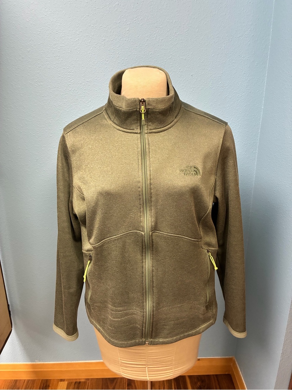 The North Face Olive Green Full-Zip Utility Jacket with Contrast Pulls